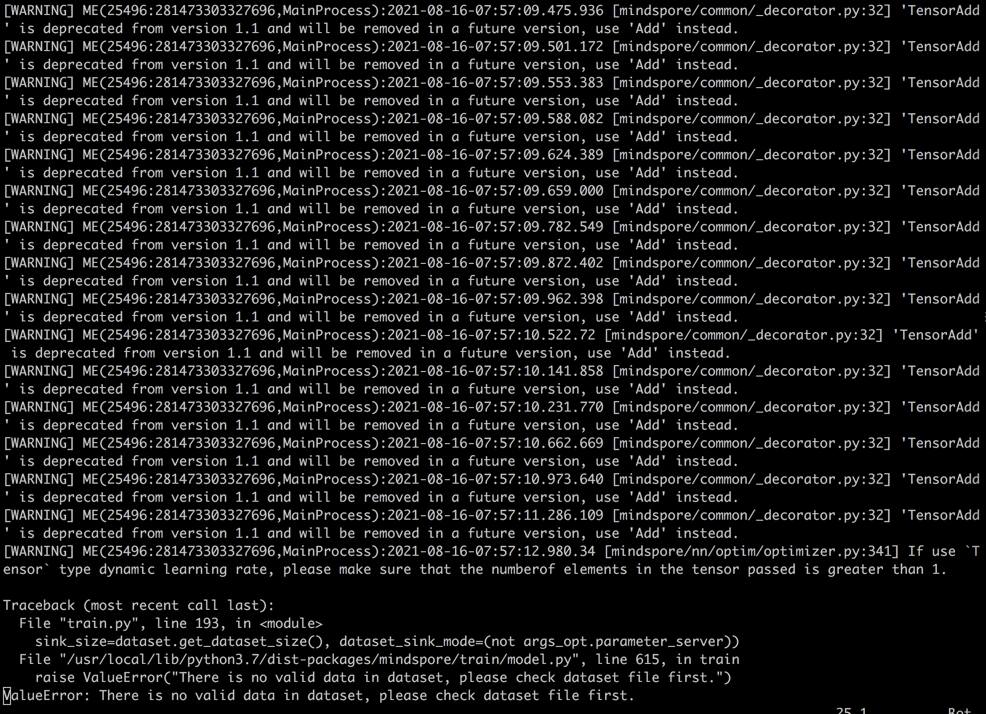 resnet50单机多卡训练报ValueError: There is no valid data in dataset, please ...