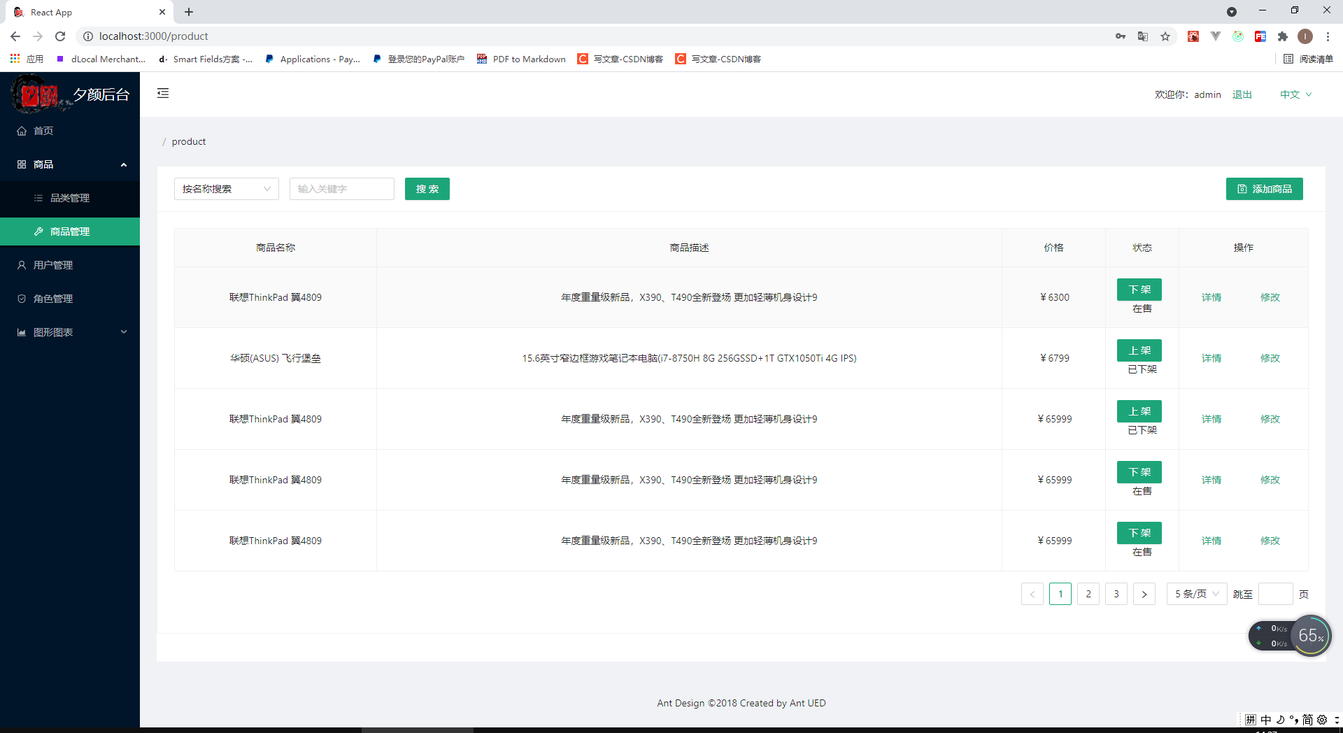 React后台管理系统模板: React后台管理系统模板，如果您公司需要做管理系统的话，并且需要react语言，UI采用Ant  Design，那么我建议您使用我提供的模板。你就稍微改改就行。